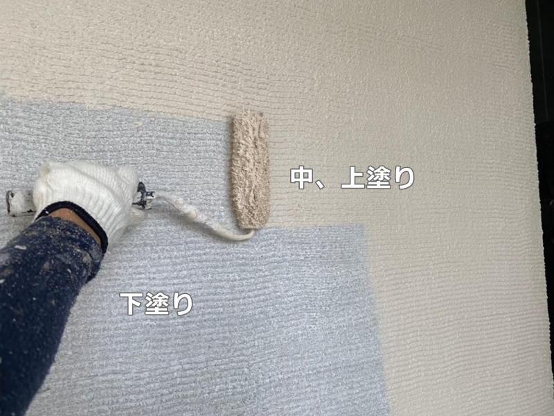 神奈川県川崎市麻生区ジョリパットフレッシュ外壁塗装　中、上塗り